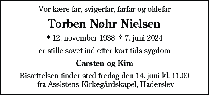 Dødsannonce for Torben Nøhr Nielsen