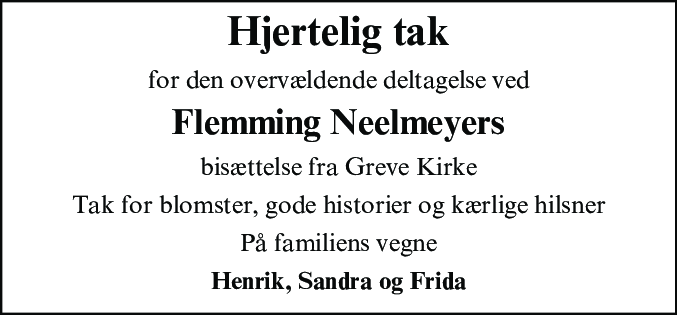 Dødsannonce for Flemming Neelmeyer