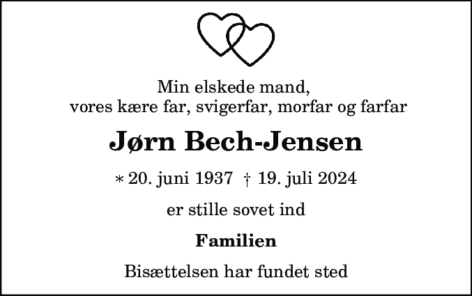 Dødsannonce for Jørn Bech-Jensen
