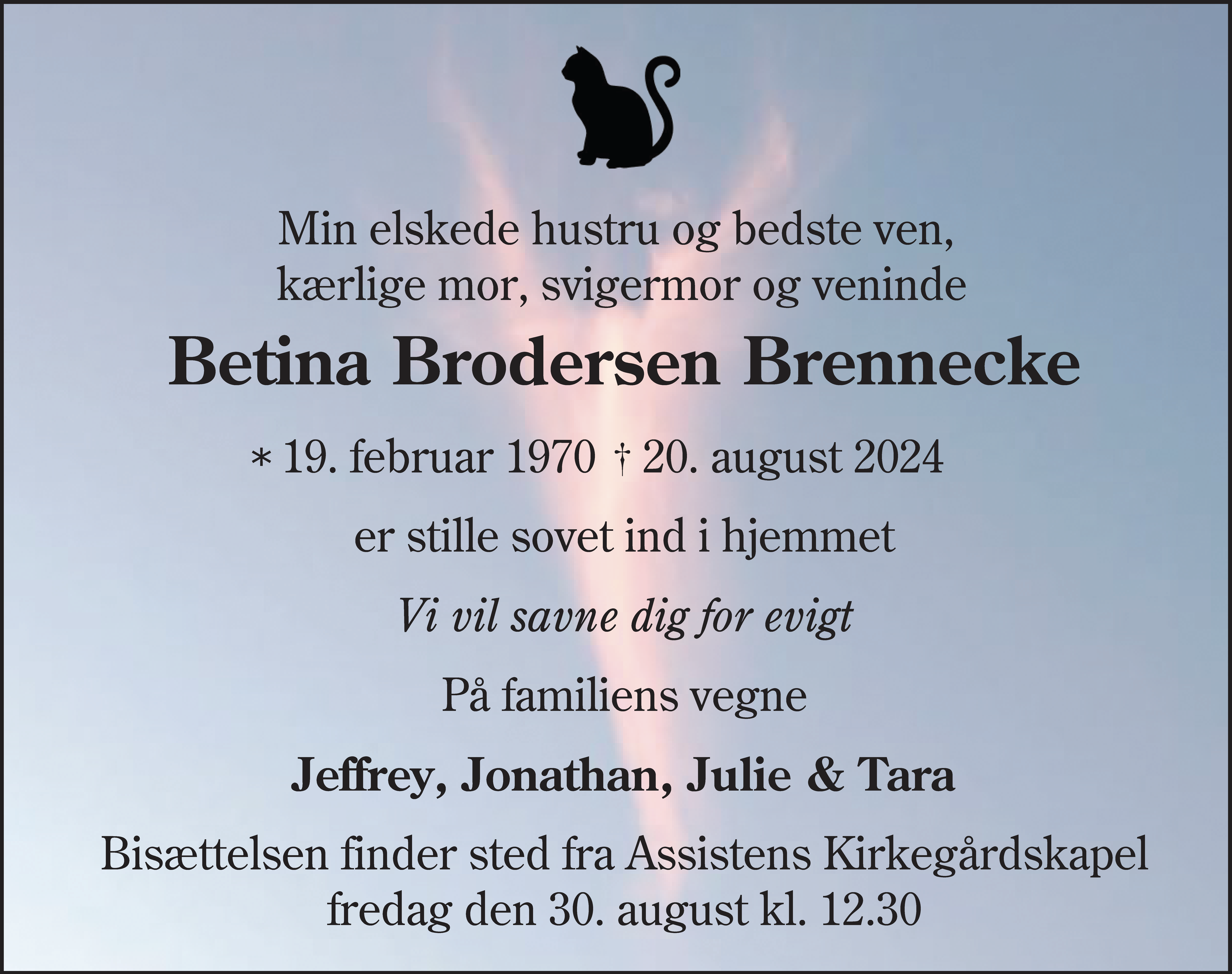 Dødsannonce for Betina Brennecke