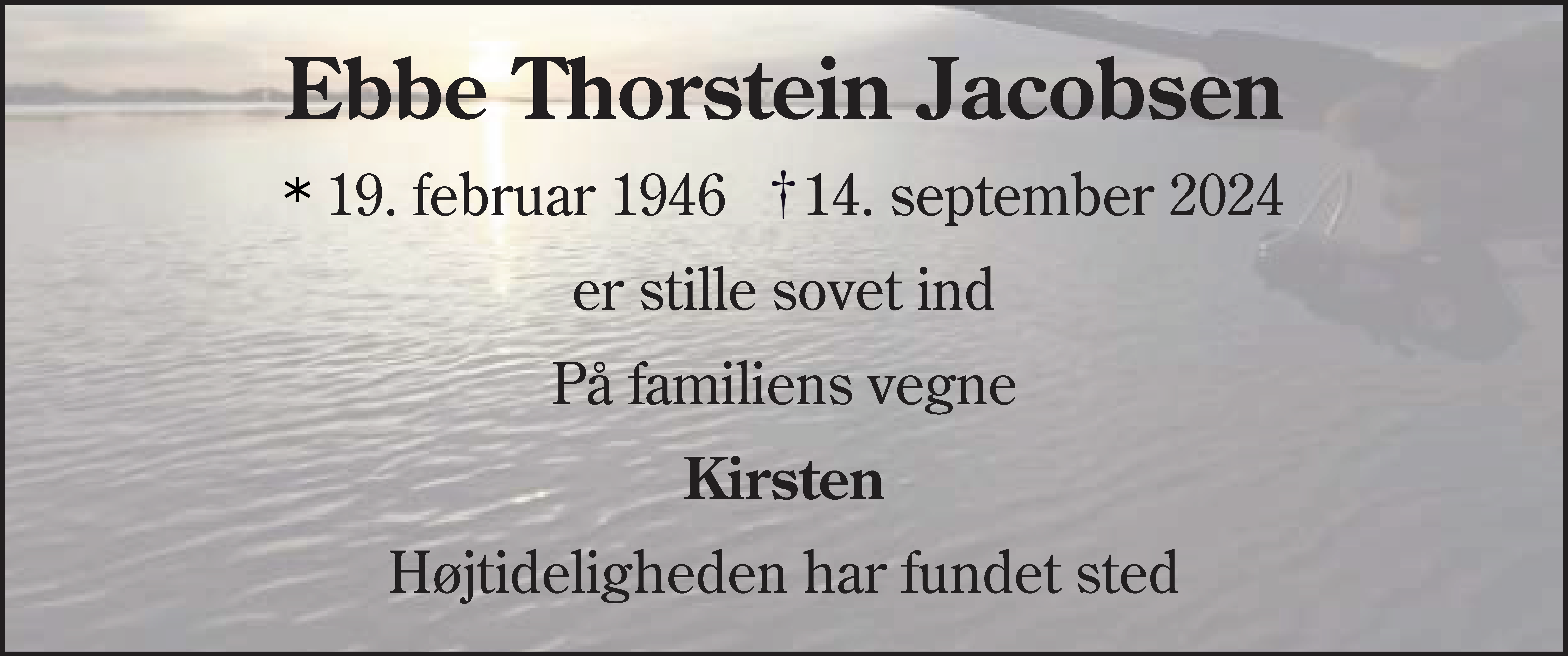Dødsannonce for Ebbe Thorstein Jacobsen