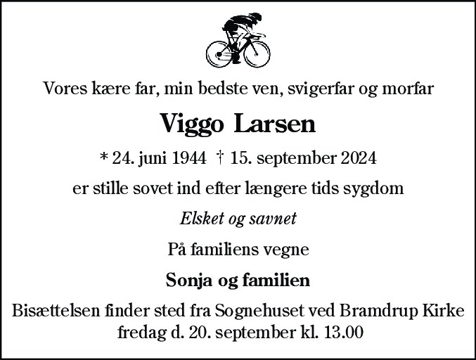 Dødsannonce for Viggo Larsen