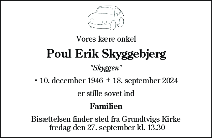 Dødsannonce for Poul Erik Pless Skyggebjerg