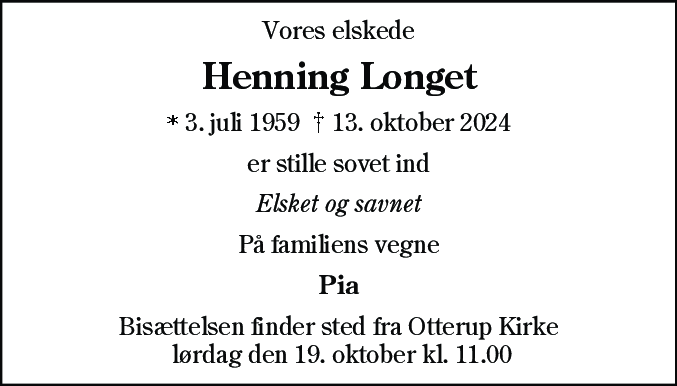 Dødsannonce for Henning Longet