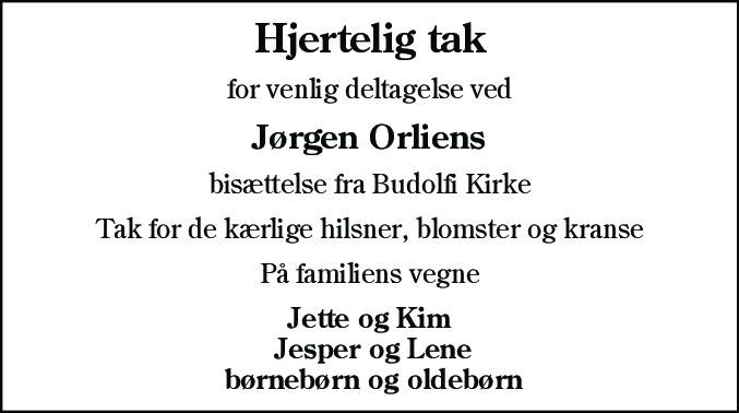 Dødsannonce for Jørgen Orlien