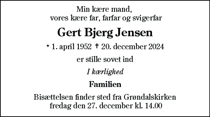 Dødsannonce for Gert Bjerg Jensen