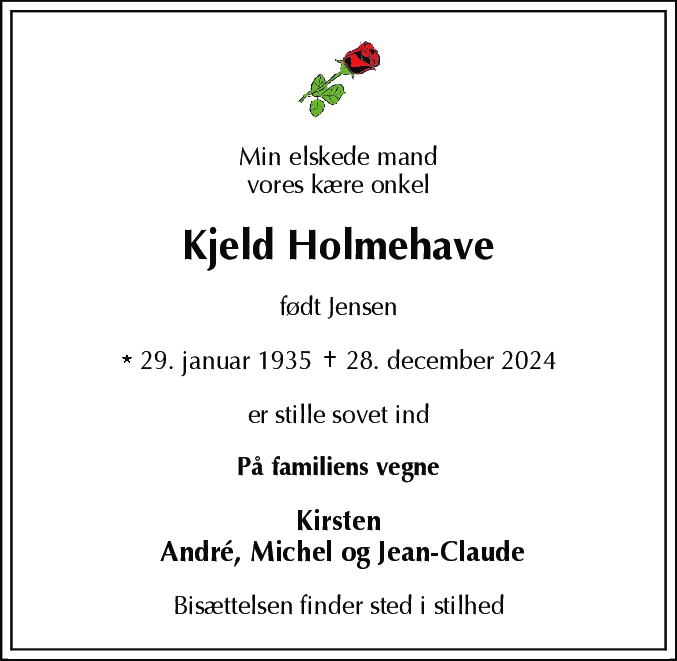 Dødsannonce for Kjeld Holmehave