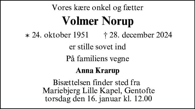 Dødsannonce for Volmer Norup