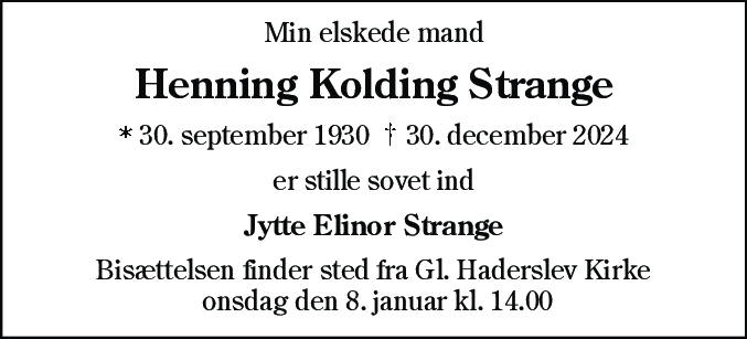 Dødsannonce for Henning Kolding Strange