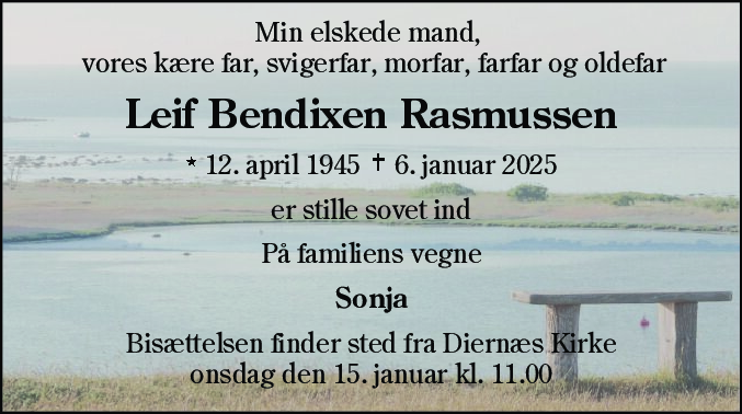 Dødsannonce for Leif Bendixen Rasmussen