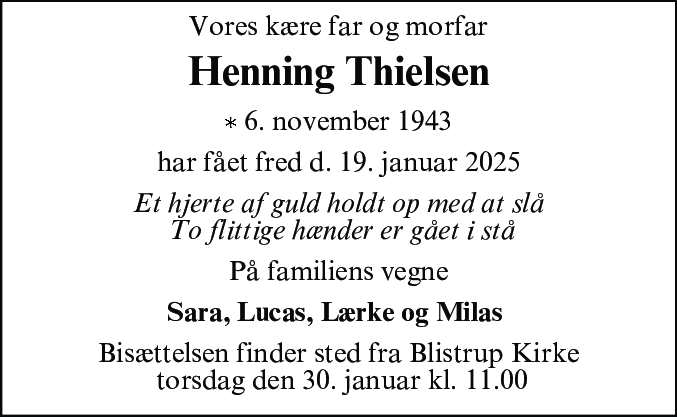 Dødsannonce for Carl Henning Christian Thielsen