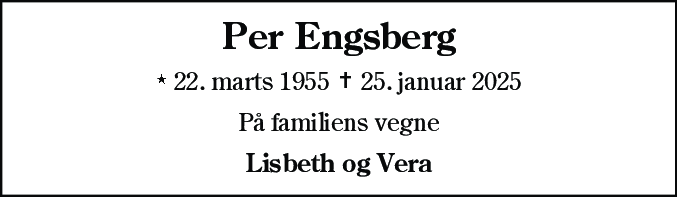 Dødsannonce for Per Engsberg