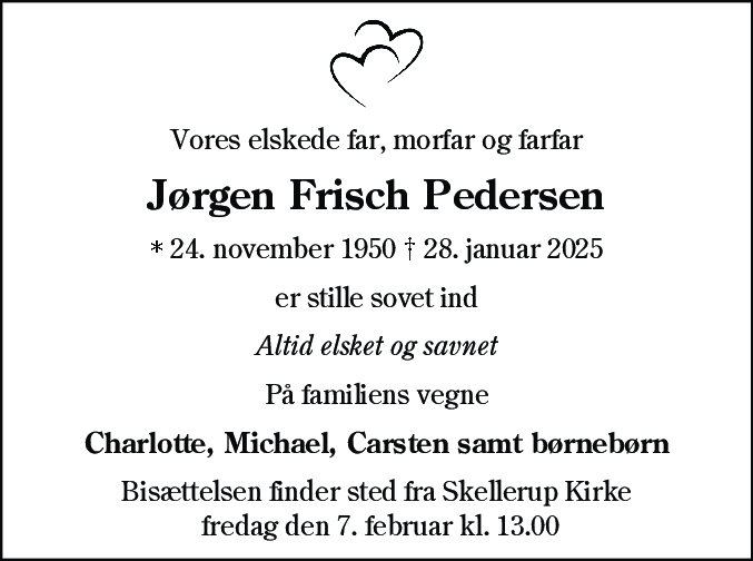 Dødsannonce for Jørgen Frisch Pedersen