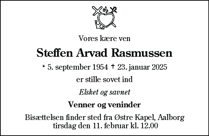 Dødsannonce for Steffen Arvad Rasmussen