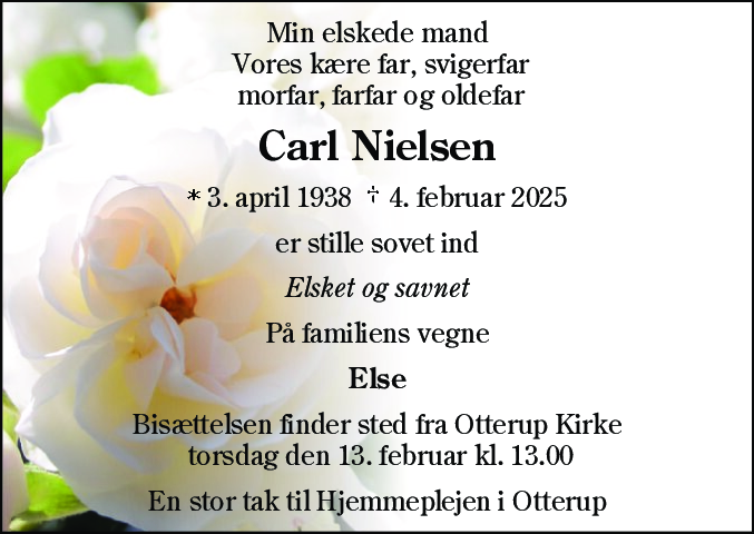 Dødsannonce for Carl Helge Nielsen