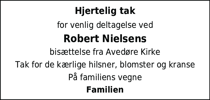 Dødsannonce for Robert Nielsen