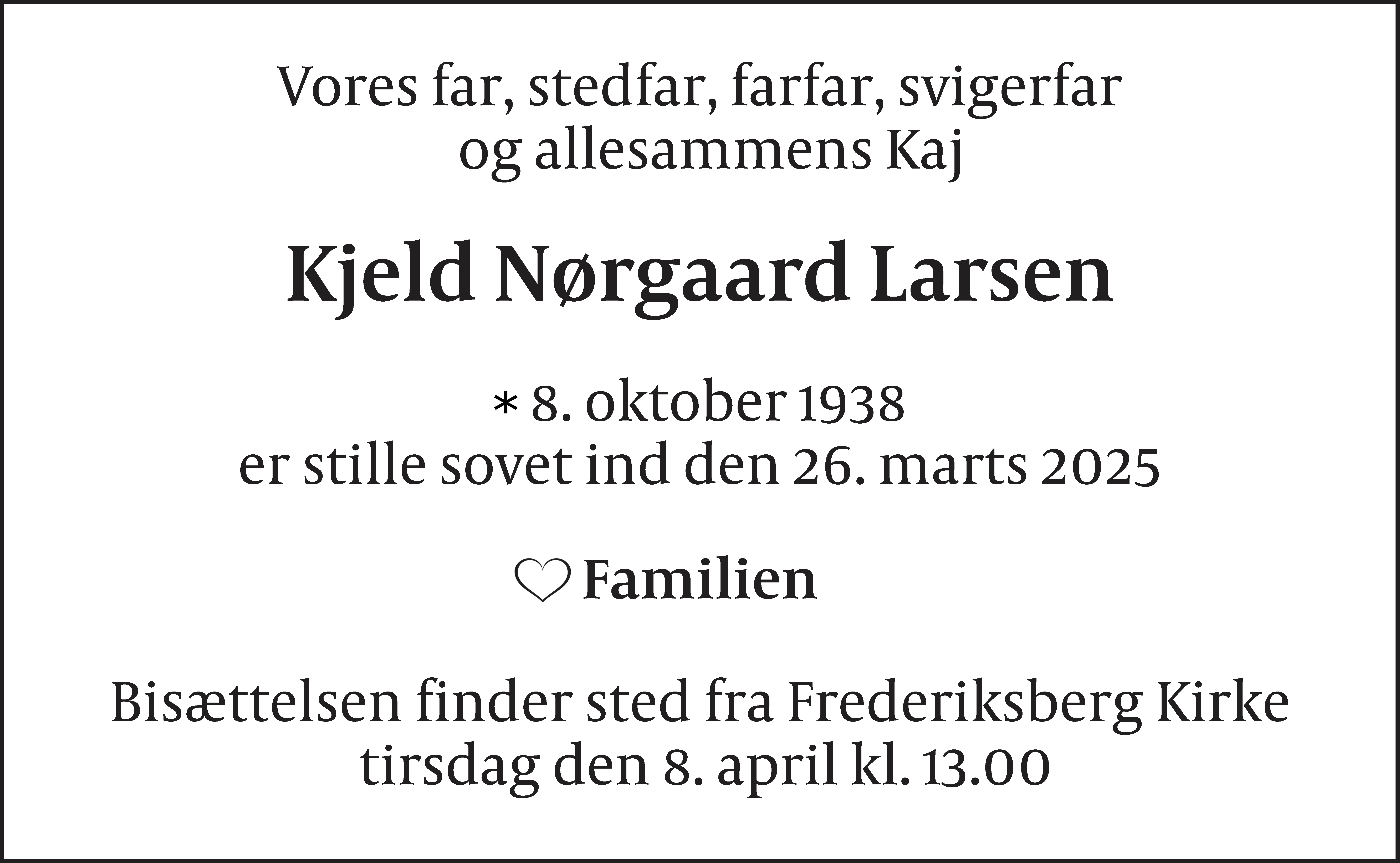 Dødsannonce for Kjeld Nørgaard Larsen