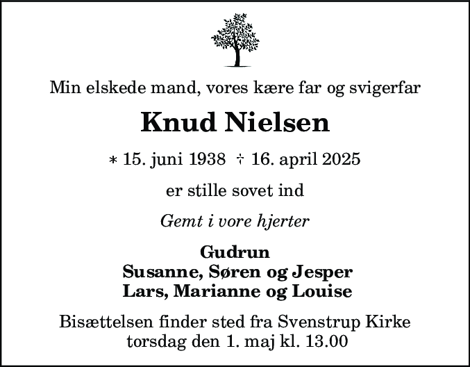 Dødsannonce for Knud Nielsen