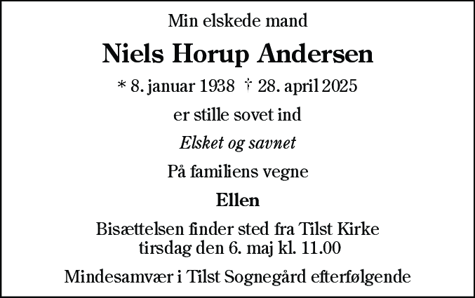 Dødsannonce for Niels Horup Andersen