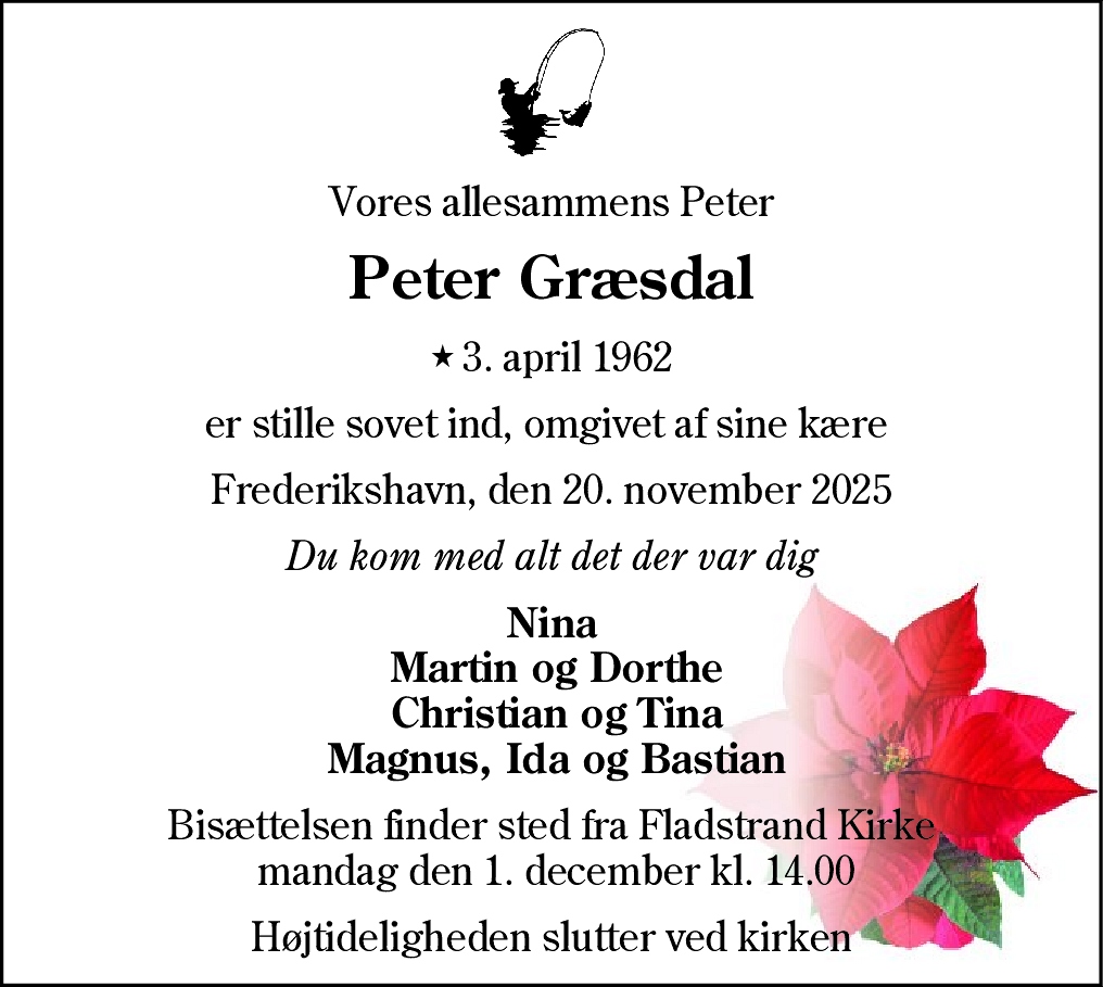 Dødsannonce for Peter Græsdal