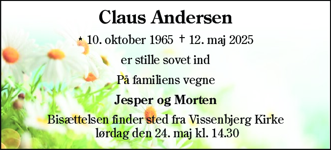 Dødsannonce for Claus Andersen