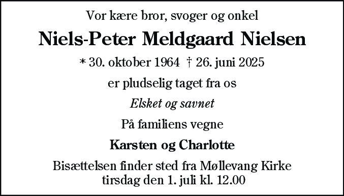 Dødsannonce for Niels-Peter Meldgaard Nielsen