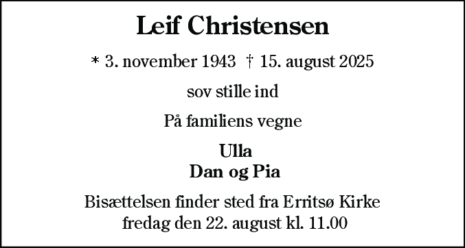 Dødsannonce for Leif Christensen
