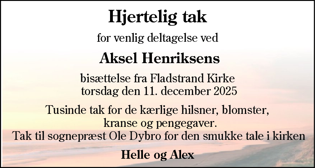 Dødsannonce for Svend Aksel Lentz Henriksen