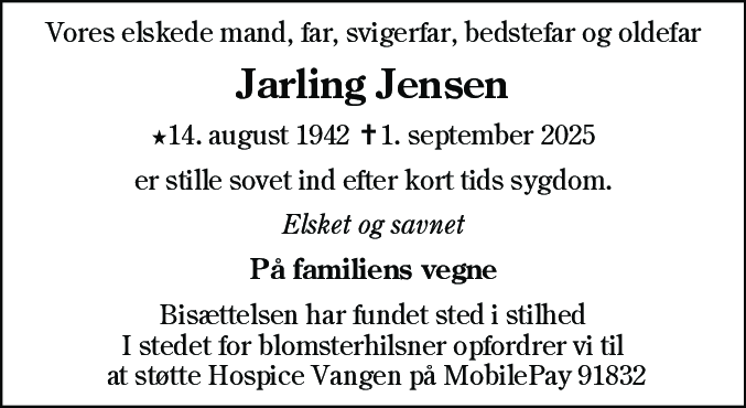 Dødsannonce for Janus Jarling Jensen