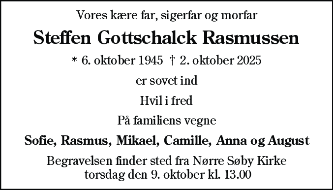 Dødsannonce for Steffen Gottschalck Rasmussen