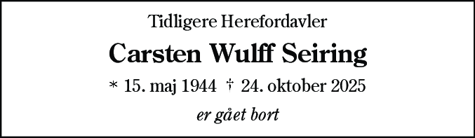 Dødsannonce for Carsten Wulff Seiring