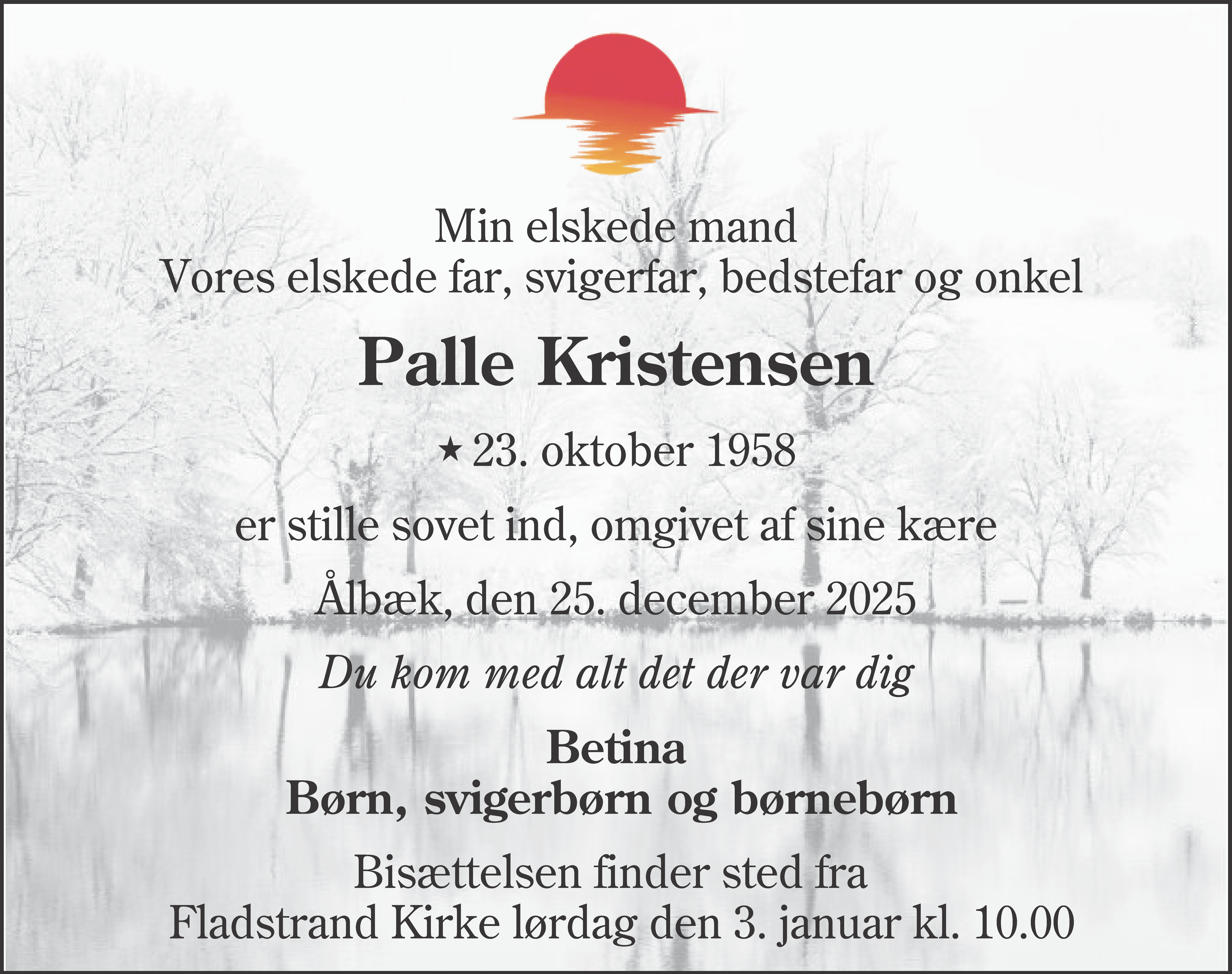 Dødsannonce for Palle Kristensen