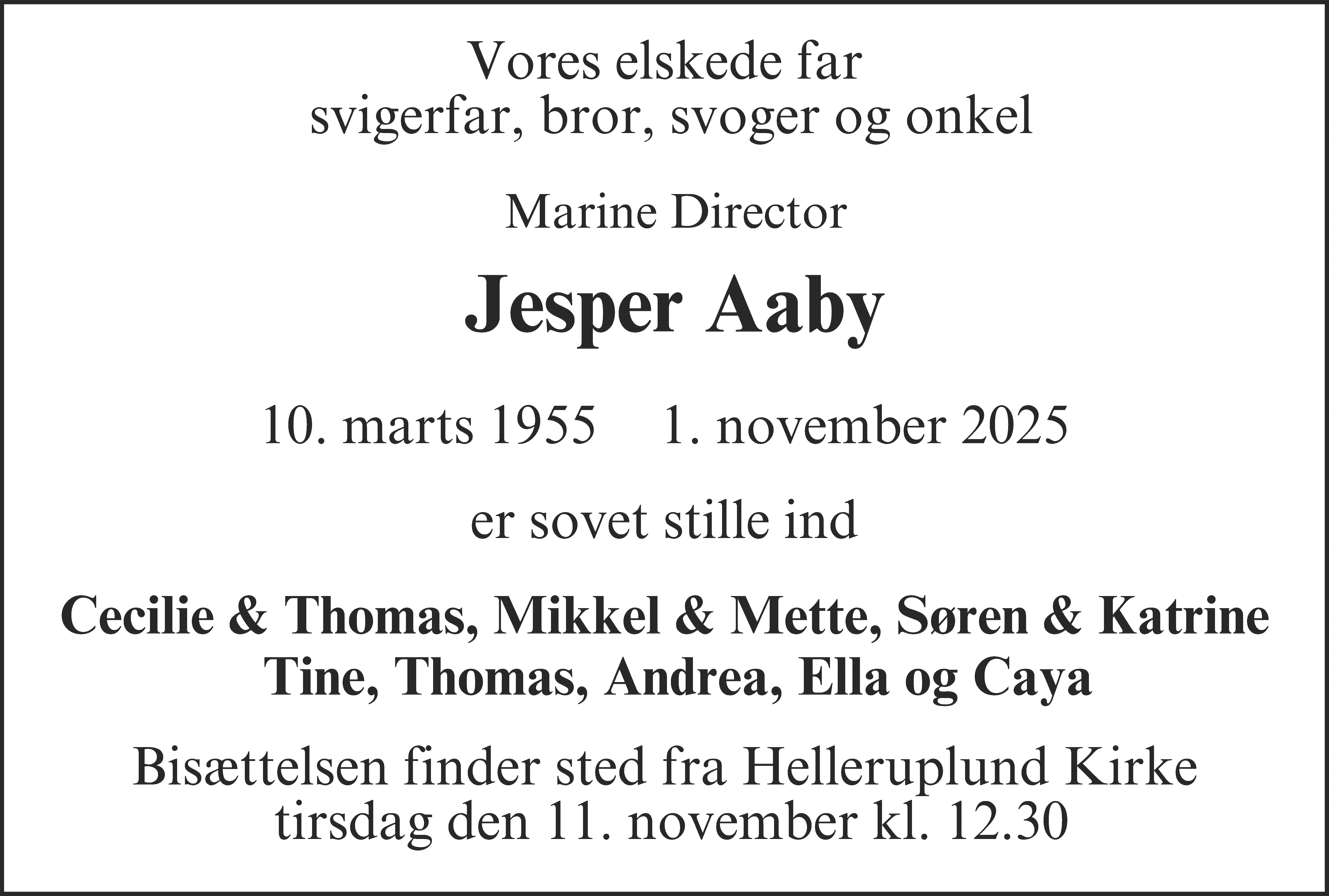 Dødsannonce for Jesper Aaby