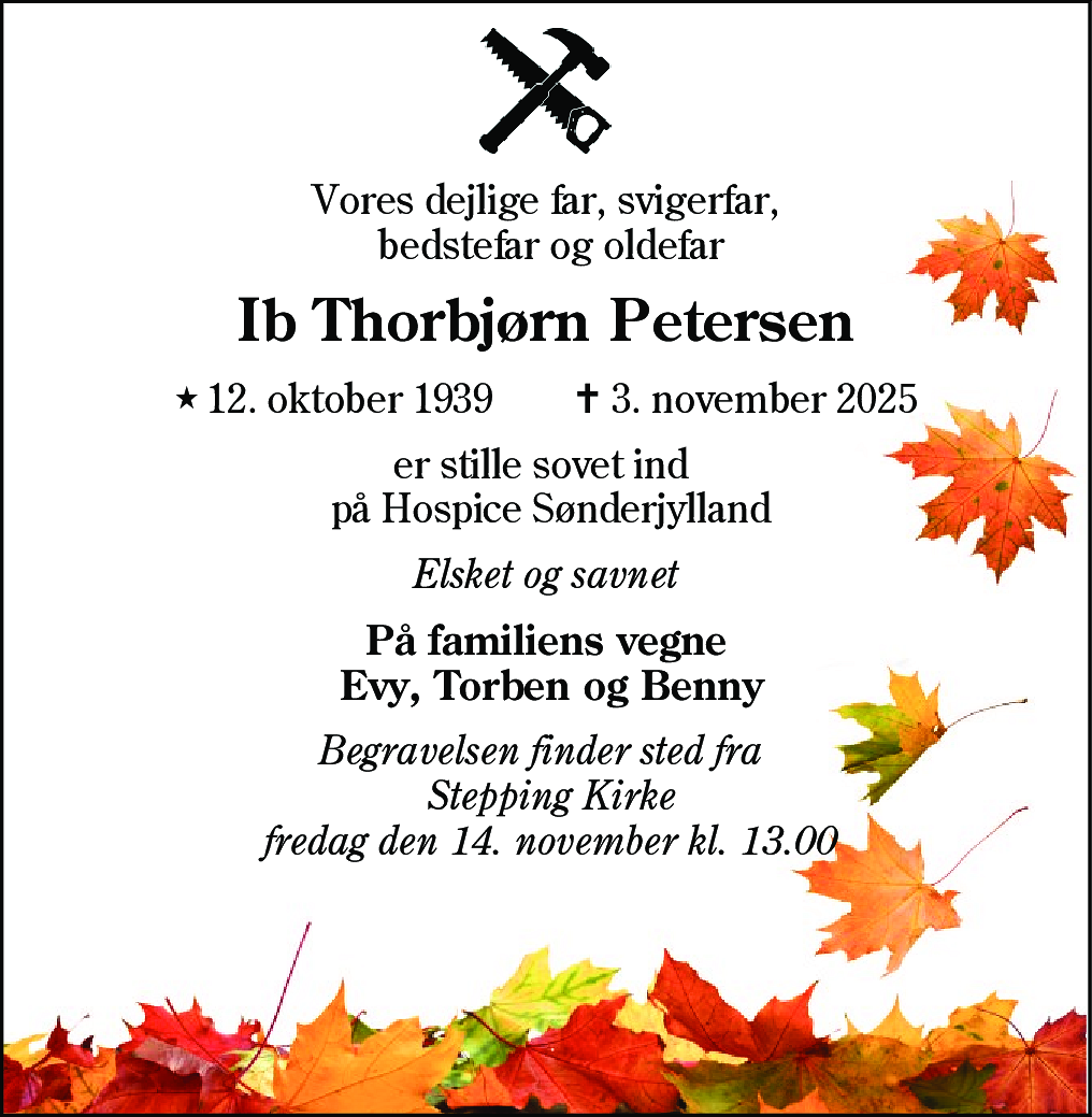 Dødsannonce for Ib Thorbjørn Petersen