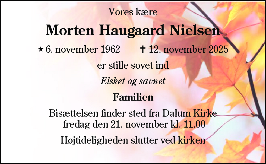 Dødsannonce for Morten Haugaard Nielsen