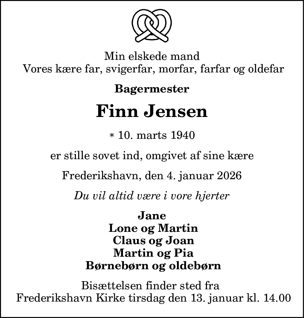 Dødsannonce for Ove Finn Jensen