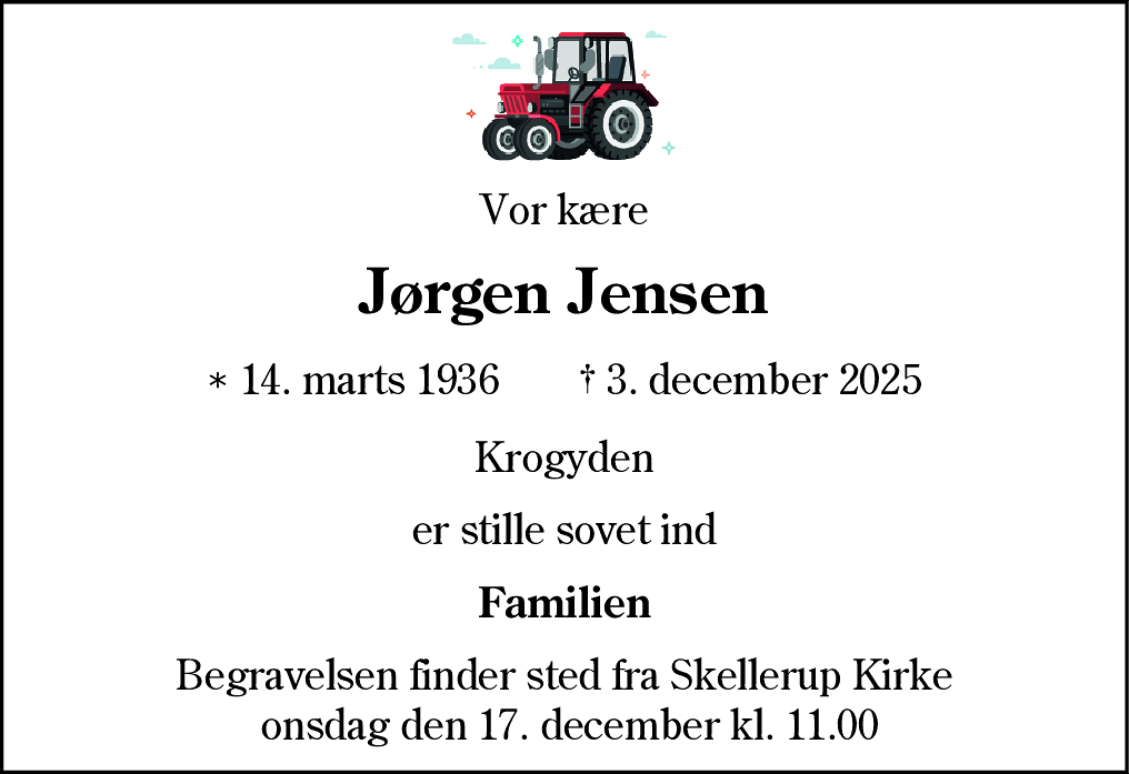 Dødsannonce for Jørgen Jensen