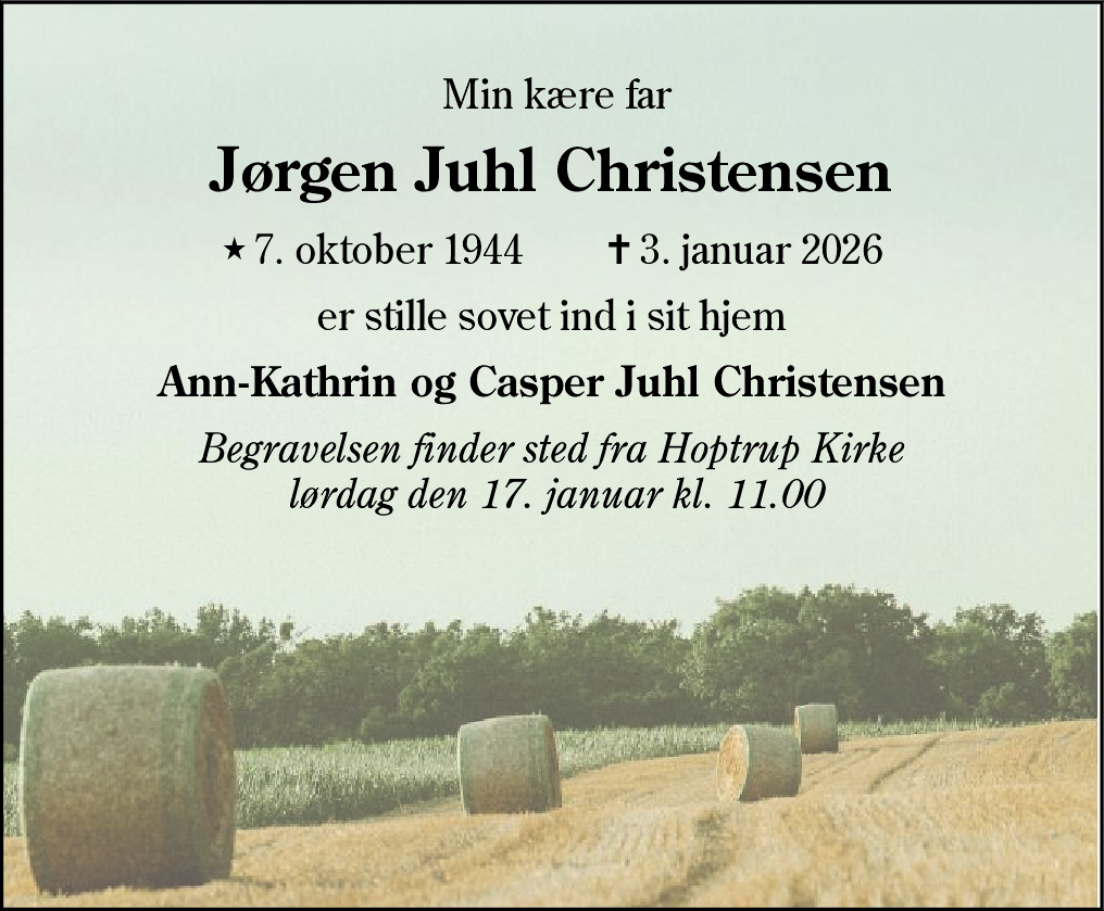 Dødsannonce for Jørgen Juhl Christensen