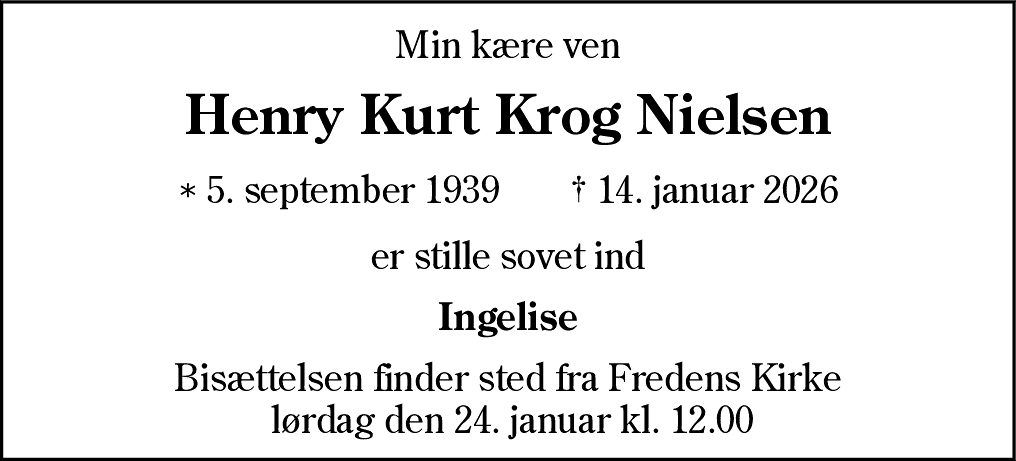 Dødsannonce for Henry Kurt Krog Nielsen