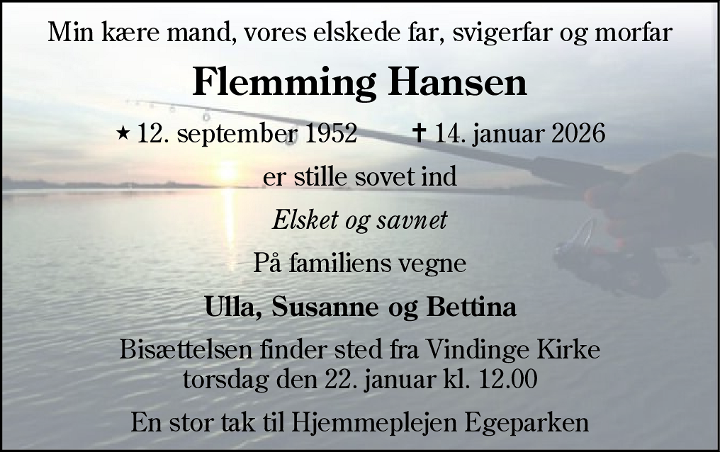 Dødsannonce for Flemming Hansen