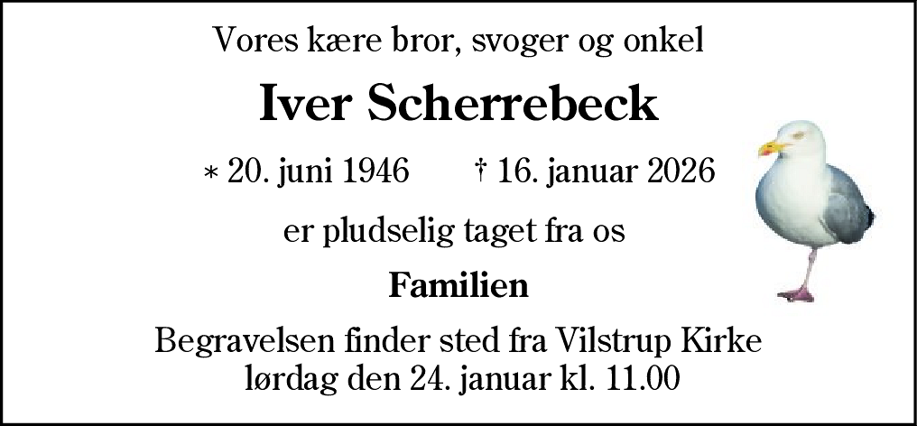 Dødsannonce for Iver Scherrebeck