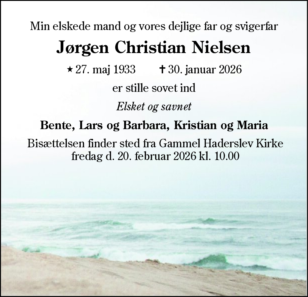 Dødsannonce for Jørgen Christian Nielsen