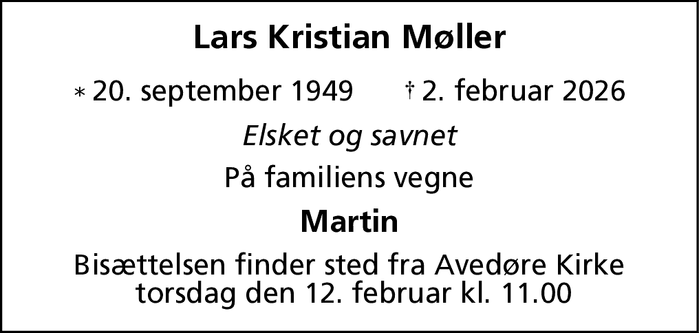 Dødsannonce for Lars Kristian Møller