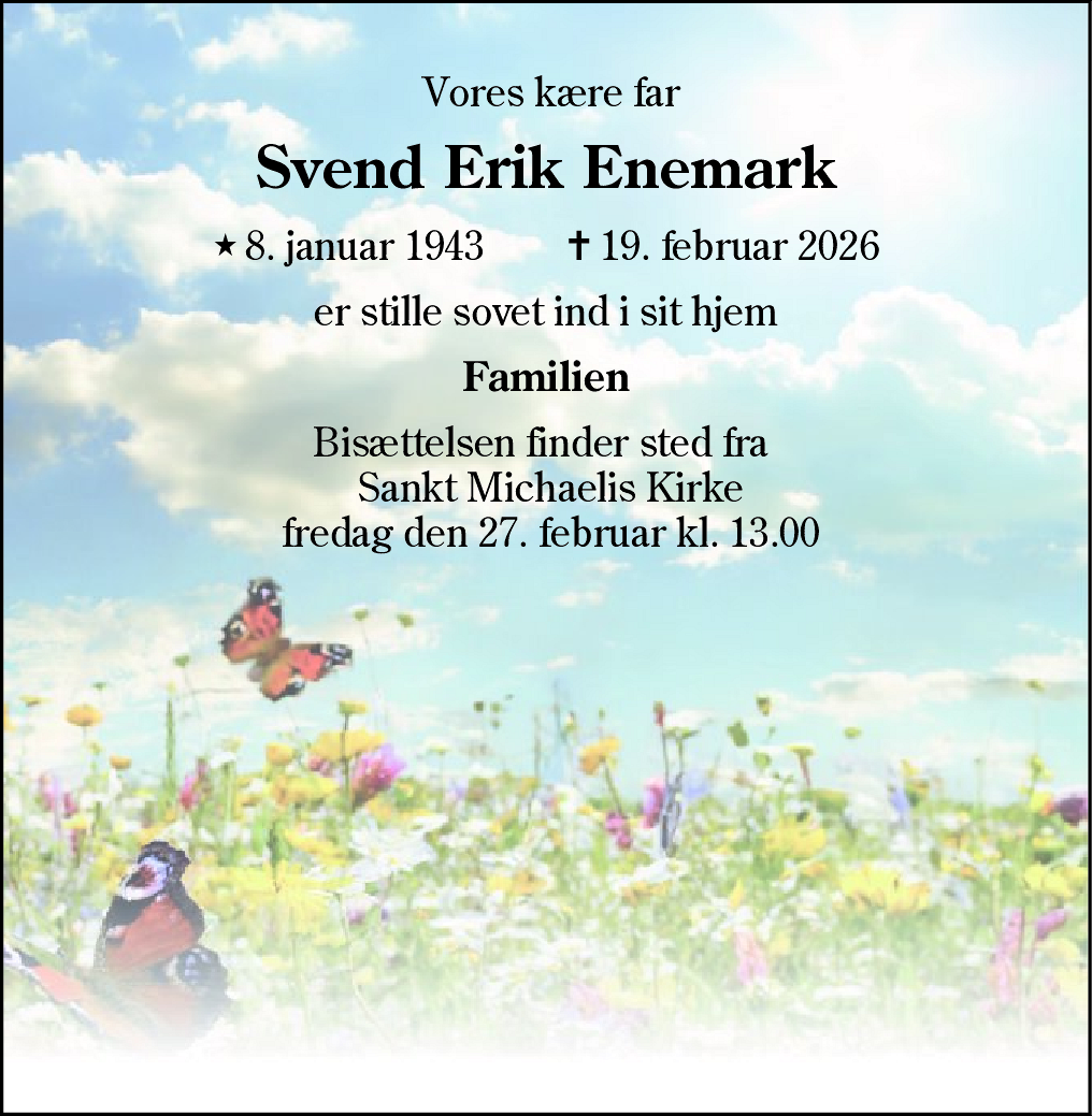 Dødsannonce for Svend Erik Enemark