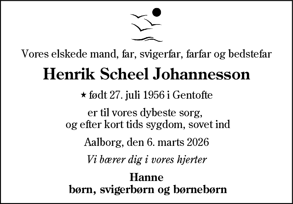 Dødsannonce for Henrik Scheel Johannesson