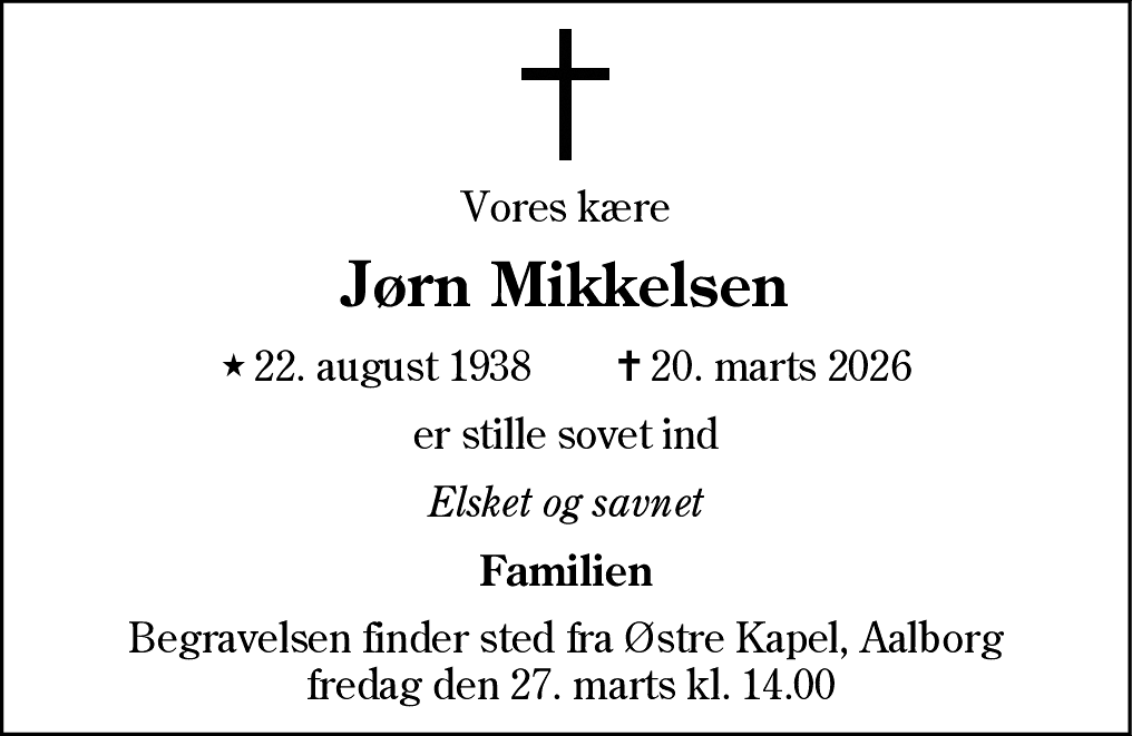 Dødsannonce for Jørn Mikkelsen