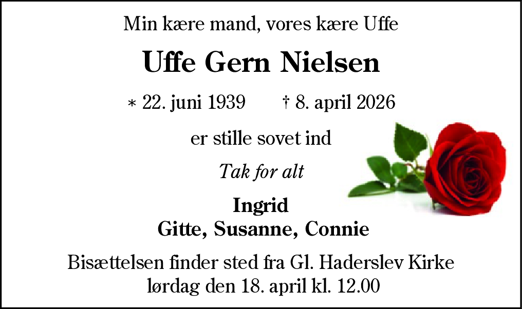 Dødsannonce for Uffe Gern Nielsen