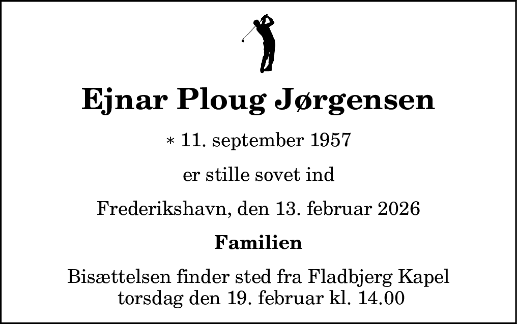 Dødsannonce for Ejnar Ploug Jørgensen