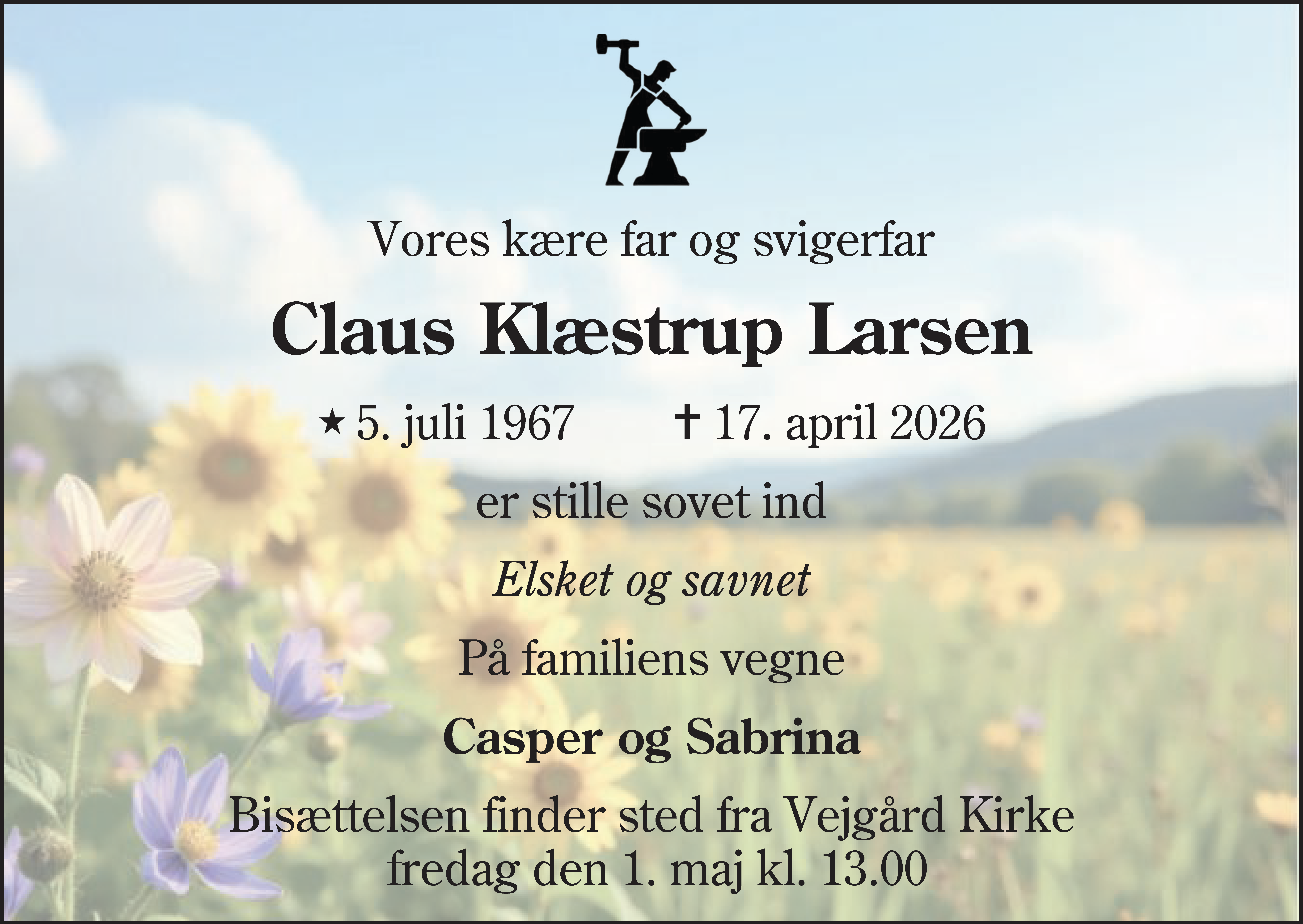 Dødsannonce for Claus Klæstrup Larsen