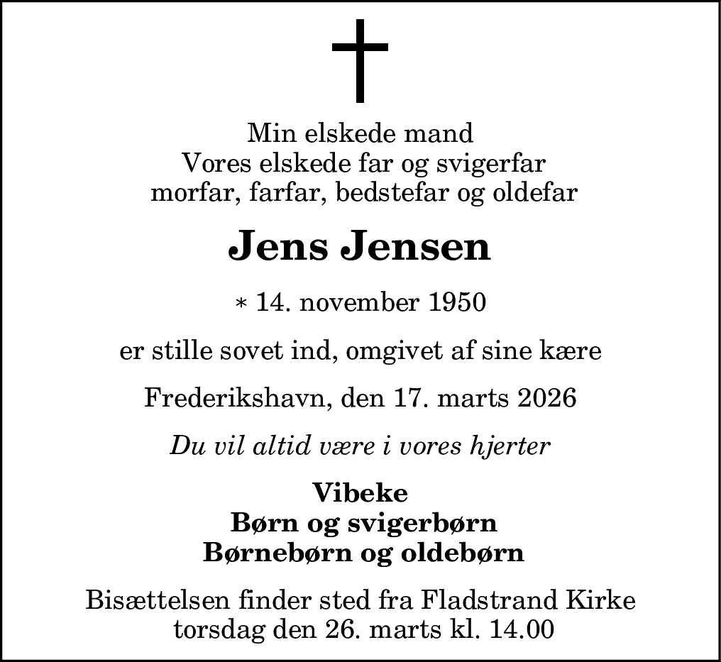 Dødsannonce for Jens Jensen